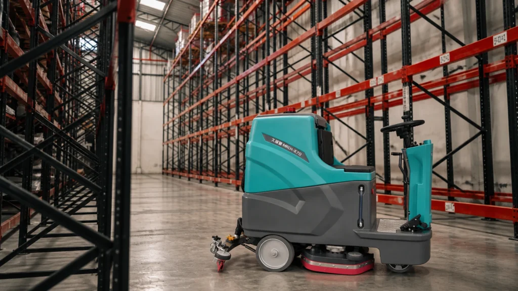 MRCH X70 in a warehouse cleaning environment — application illustration