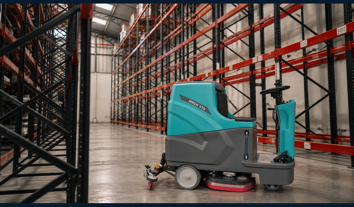 MRCH X70 in a warehouse cleaning environment — application illustration